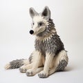 Avian-themed Grey And White Stitched Wolf Sculpture Royalty Free Stock Photo