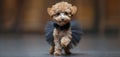 Small White Dog Wearing Black Tutu Royalty Free Stock Photo