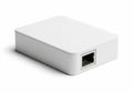 Small white electronic device with network port isolated on white background Royalty Free Stock Photo
