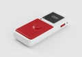 Compact electronic device with red button isolated on white background Royalty Free Stock Photo