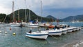 Small White Fishing Boats, Lefkada, Greece Royalty Free Stock Photo