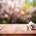 Small White Flower on Wooden Table Royalty Free Stock Photo