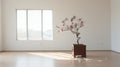 Minimalist Tree In An Empty Room: Cherry Blossom Inspired Photography