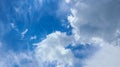 Small white fluffy cumulus clouds in the blue sky. Royalty Free Stock Photo