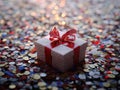 Small White Gift Box with Red Bow Royalty Free Stock Photo