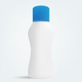 Small white gray beauty/cosmetic product bottle with blue cap