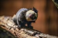 Small White headed marmoset - Callithrix geoffroyi - walking on tree branch, head twisted, looking curious Royalty Free Stock Photo