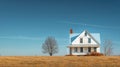 Small White House on Top of Hill Royalty Free Stock Photo