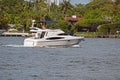 Small white luxury motor yacht Royalty Free Stock Photo