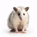 small white Opossum isolated on white background.