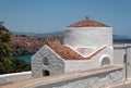 Small white painted greek chapel located in lindos rodos greece