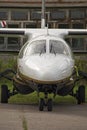 Small white plane parked airport Royalty Free Stock Photo