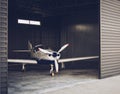 private jet parked in the hangar Royalty Free Stock Photo