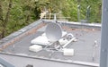 Small white satellite antenna Royalty Free Stock Photo