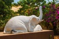 Small white sculpture of an elephant. Mya Tha Lyaung Reclining Buddha. Bago. Myanma. Burma. Royalty Free Stock Photo