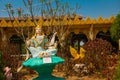 Small white sculpture of an elephant. Mya Tha Lyaung Reclining Buddha. Bago. Myanma. Burma. Royalty Free Stock Photo