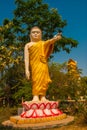 Small white sculpture of an elephant. Mya Tha Lyaung Reclining Buddha. Bago. Myanma. Burma. Royalty Free Stock Photo