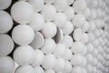 Small white spheres and flat circle shapes wall for Interior design.