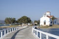 Small white traditional church  close to Elafonisos Port in Greece Royalty Free Stock Photo