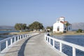 Small white traditional church  close to Elafonisos Port in Greece Royalty Free Stock Photo