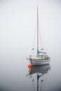 Fogy lake, staying sail-ship park on still water Royalty Free Stock Photo