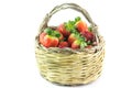 Small wicker basket with strawberries Royalty Free Stock Photo