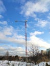 Small windmill for a private house. Little wind turbine for a personal use. Energy concept Royalty Free Stock Photo