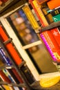 Small window between book shelves in The Last Bookstore