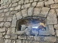 A small window in the Kosmach fortress. Royalty Free Stock Photo