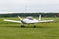 Small wite airplane on the ground Royalty Free Stock Photo