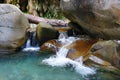 Small wonderful refreshing waterfalls among rocks