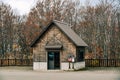 Small wood cabin on the autumn forest Royalty Free Stock Photo