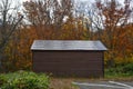 Small wood cabin on the autumn forest Royalty Free Stock Photo