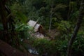 Small wood church at kantrapruksa temple in Mae Kampong , surround by waterfall and jungle in Maekampong village , Thail Royalty Free Stock Photo