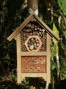 Small wooded insect house hotel in the Tijuca Forest National Park. Rio de Janeiro, Brazi.