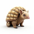 Charming Armadillo 3d Render Cute Clay Art On White Background