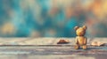 Small Wooden Bear Sitting on Top of Wooden Table Royalty Free Stock Photo