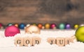 Small wooden blocks with the inscription God Jul, Scandinavian Merry Christmas Royalty Free Stock Photo