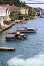 Small wooden boats in Bosphorus, Istanbul,Turkey. Royalty Free Stock Photo