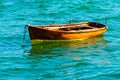 Small wooden boats docked in the sea. Royalty Free Stock Photo