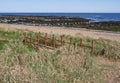 A small Wooden Bridge on the North East Scotland Coastal Path midway between Arbroath and East Haven. Royalty Free Stock Photo