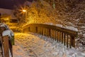 Small wooden bridge in winter