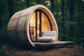 A small wooden cabin in the middle of a forest. Royalty Free Stock Photo