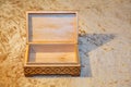 A small wooden casket for storing valuables Royalty Free Stock Photo