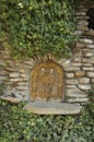 Small wooden doors. entrance to the dungeon in the fairy forest