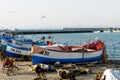 Small wooden fishing boats at the harbor of Pomorie, Bulgaria Royalty Free Stock Photo