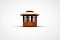 Small wooden gazebo with octagonal roof and windows Royalty Free Stock Photo