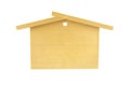 A small wooden house with a gable roof, isolated on a white background with a clipping path. Royalty Free Stock Photo