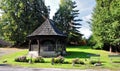 Small wooden hut in the lawn Royalty Free Stock Photo