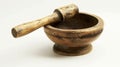 A small wooden mortar and pestle used by traditional Chinese medicine practitioners to grind herbs and create customized Royalty Free Stock Photo
